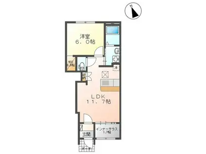 ハナミズキ(1LDK/1階)の間取り写真