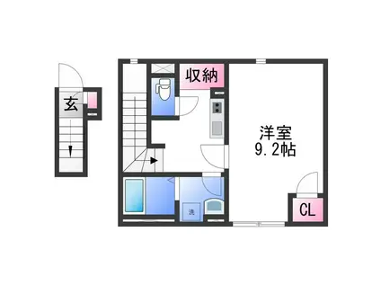 クレイノ井戸浜(1K/2階)の間取り写真
