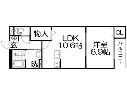 アート星田駅前(1LDK/2階)の間取り写真