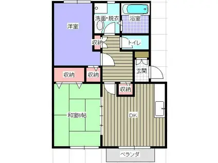 アーバンハイツ セゾン E棟(2DK/2階)の間取り写真