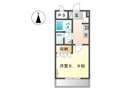 レシェンテVI(1K/2階)の間取り写真