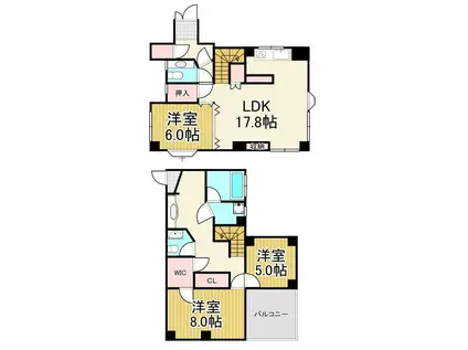 ANハイツ町屋(3LDK/4階)の間取り写真