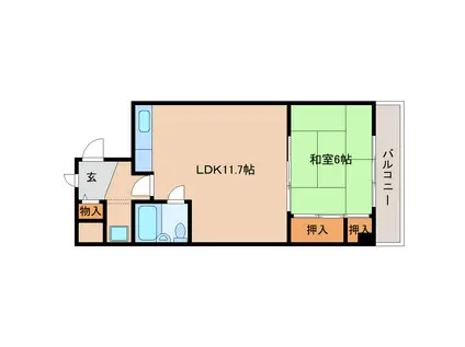 メゾンドール奈良大宮(1LDK/3階)の間取り写真