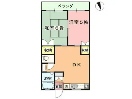 ハウスメント川奈(2DK/2階)の間取り写真