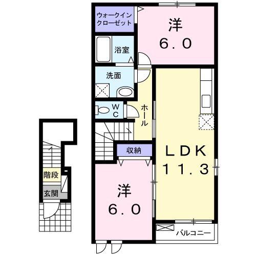 秋桜NEOA(2LDK/2階)の間取り写真
