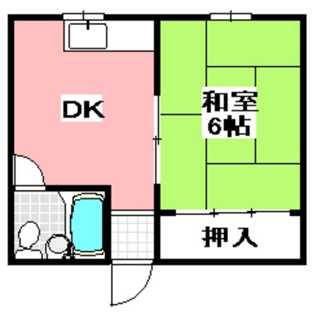 暁荘(1DK/1階)の間取り写真