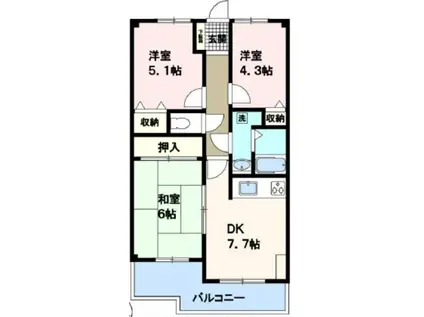 モアステージ川越(3DK/2階)の間取り写真