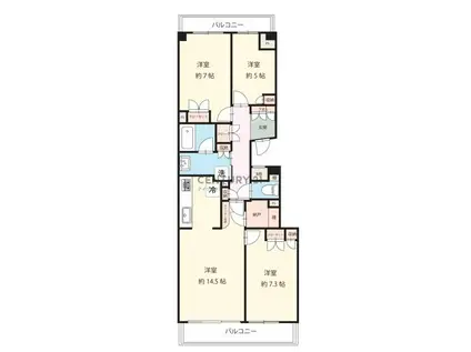 新百合ヶ丘パークハウス三番街(3LDK/8階)の間取り写真