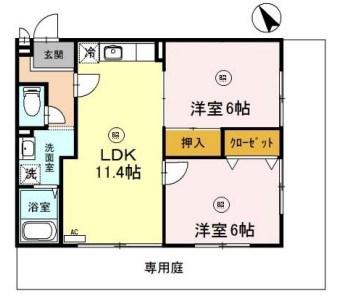BLOOM花見田II(2LDK/1階)の間取り写真