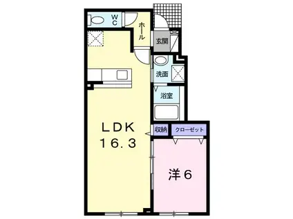 トリアノンI(1LDK/1階)の間取り写真