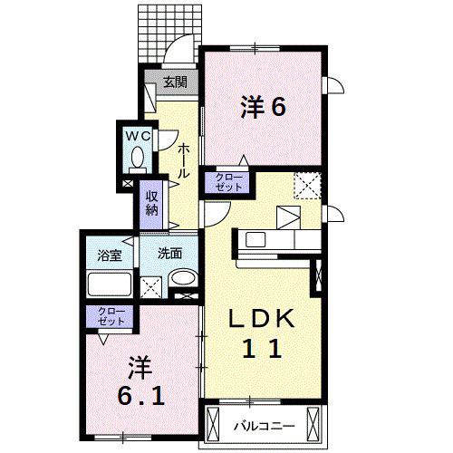 ブリエドゥ(2LDK/1階)の間取り写真