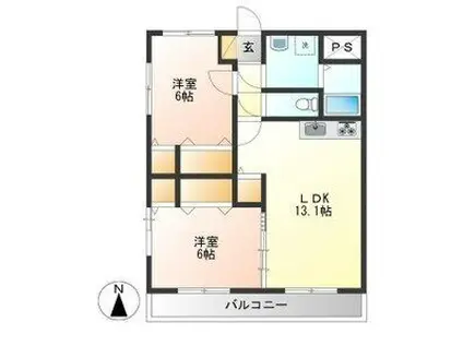 キングペレ(2LDK/4階)の間取り写真