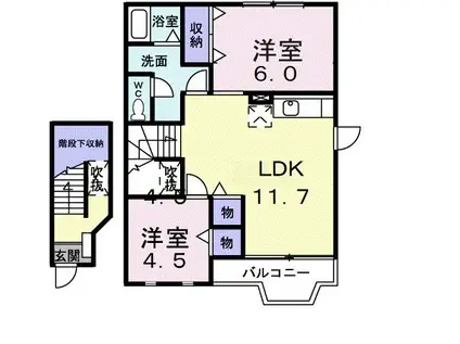 パルテール II(2LDK/2階)の間取り写真