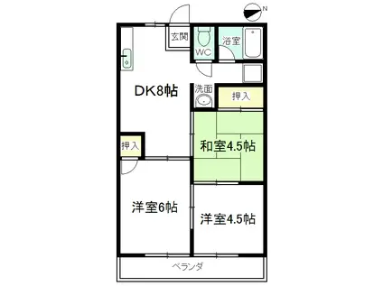 サンハイツ外堀(3DK/2階)の間取り写真