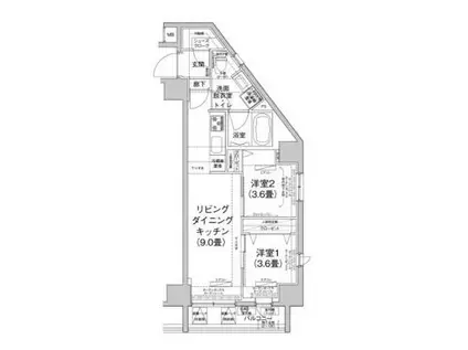ティモーネ 浅草リーヴァ(2LDK/7階)の間取り写真