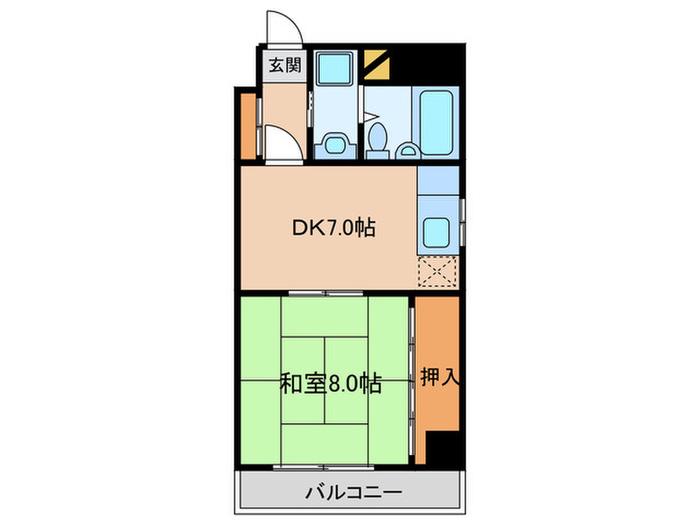 音羽ブリックス(1DK/4階)の間取り写真