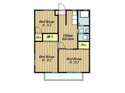 パラシオンサンライズ(3DK/2階)の間取り写真