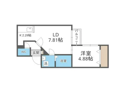 ディスティーノレジデンシア715(1LDK/2階)の間取り写真