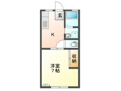 サンハイツ川口(1K/1階)の間取り写真
