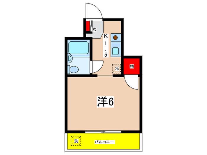 グリーンヒルⅢ(1K/1階)の間取り写真