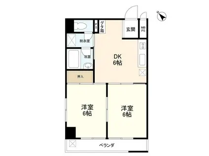 シャンボール五反田(2DK/8階)の間取り写真