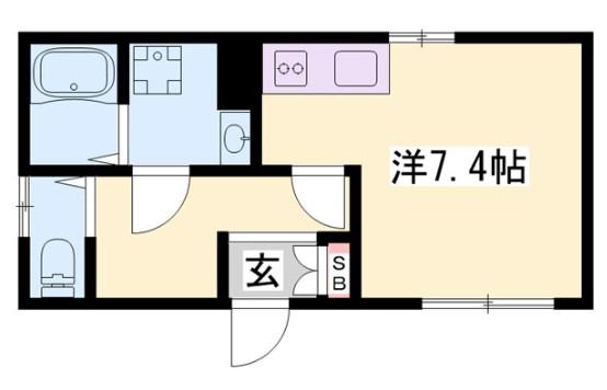FLEUR若菜町(ワンルーム/3階)の間取り写真