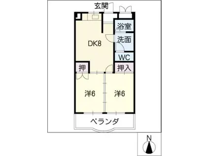 キムラビル(2DK/2階)の間取り写真