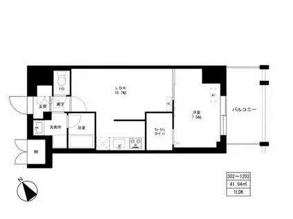 東京マンション(1LDK/9階)の間取り写真
