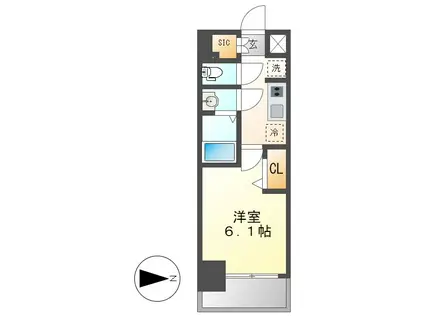 ディアレイシャス浅間町III(1K/6階)の間取り写真