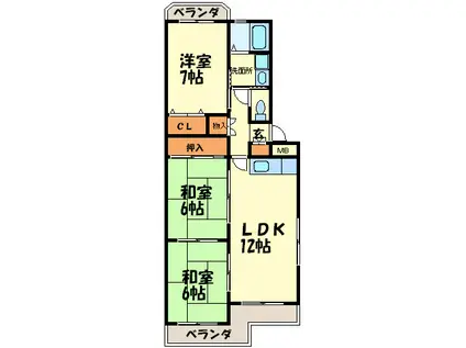 インペリアル長住南(3LDK/1階)の間取り写真