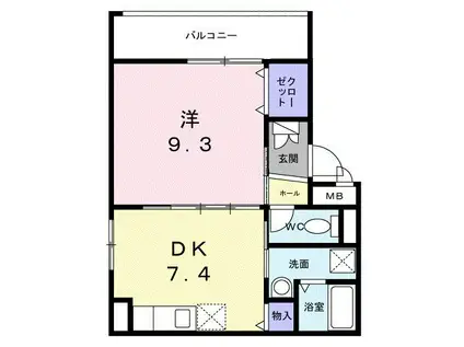 泊テラスSTUDIO(1DK/2階)の間取り写真