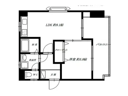 アルシェ江坂(1LDK/6階)の間取り写真