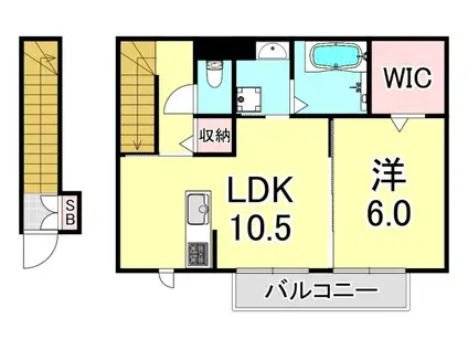 アトールさかえ(1LDK/1階)の間取り写真