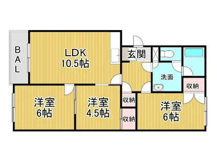 エルミタージュ(3LDK/1階)の間取り写真