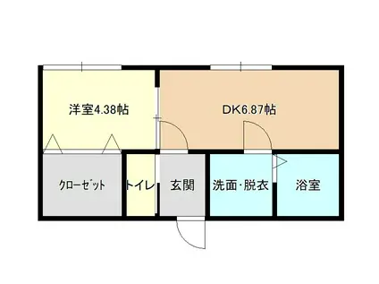 コーポライラック(1DK/1階)の間取り写真