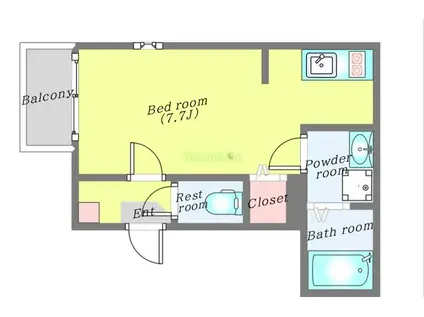 MOMORIE八乙女(ワンルーム/2階)の間取り写真