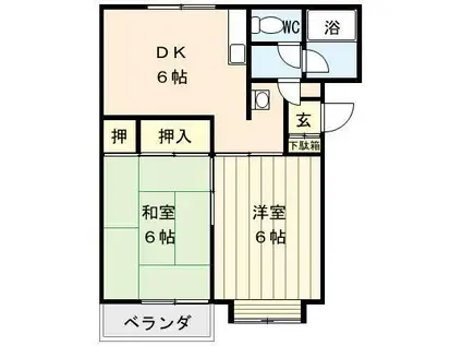 ピノキオA棟(2DK/2階)の間取り写真