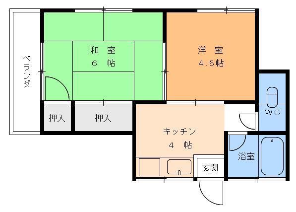 高岡ハイツ(2K/2階)の間取り写真