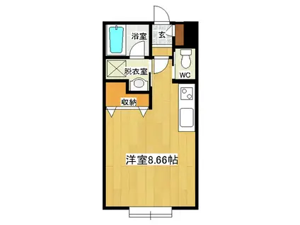 ハピネス公園(ワンルーム/1階)の間取り写真