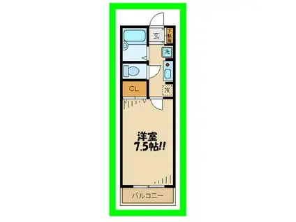 グランシャリオ1(1K/2階)の間取り写真