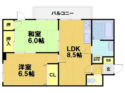 フォーラム五条(2DK/1階)の間取り写真