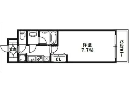 ミッドコートウメキタ(1K/7階)の間取り写真