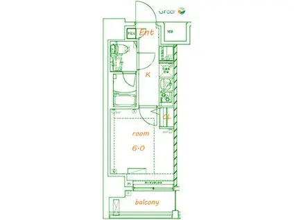 ジェノヴィア平塚IV(1K/10階)の間取り写真