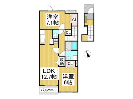 メゾン小田切 B(2LDK/2階)の間取り写真