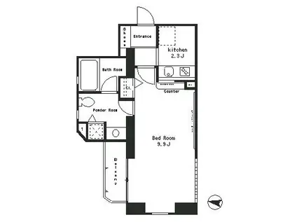 パークアクシス西麻布ステージ(1K/6階)の間取り写真