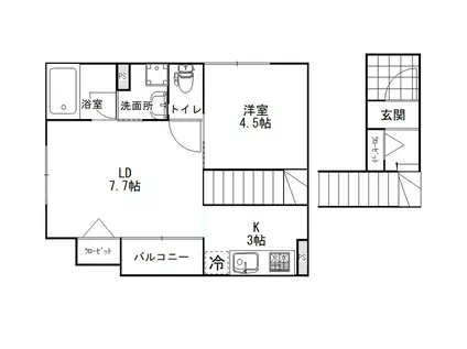 セリシエール大津(1LDK/2階)の間取り写真