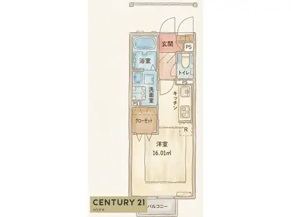 シャルム理科大(1K/1階)の間取り写真