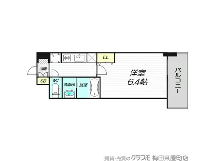 ジオエント福島野田(1K/6階)の間取り写真