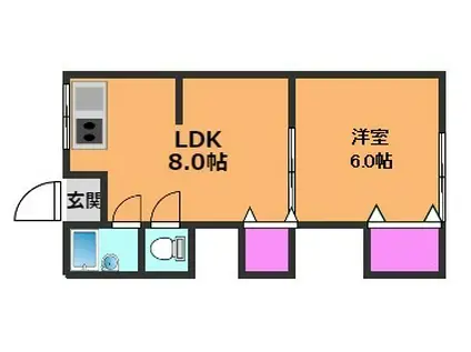 阪急京都線 高槻市駅 徒歩5分 2階建 築56年(1LDK/2階)の間取り写真