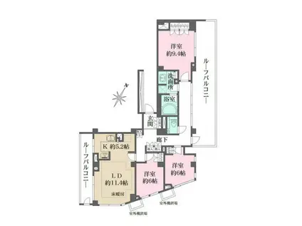 パークハウス中目(3LDK/5階)の間取り写真